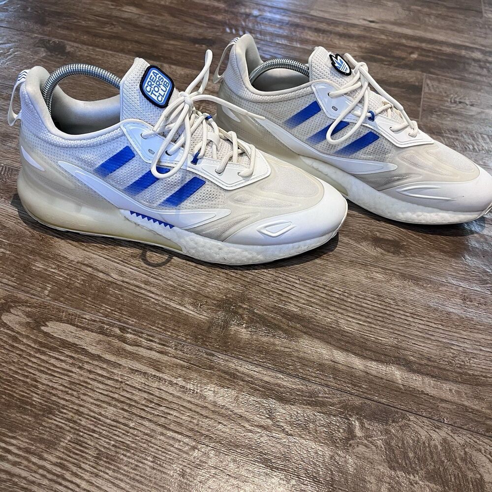 Adidas Originals ZX 2K Boost 2.0 Running Shoes Mens 12 White Blue Athletic Low